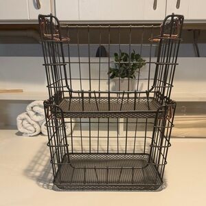 Target Black Metal Wire Storage Stackable Baskets with Copper Handles